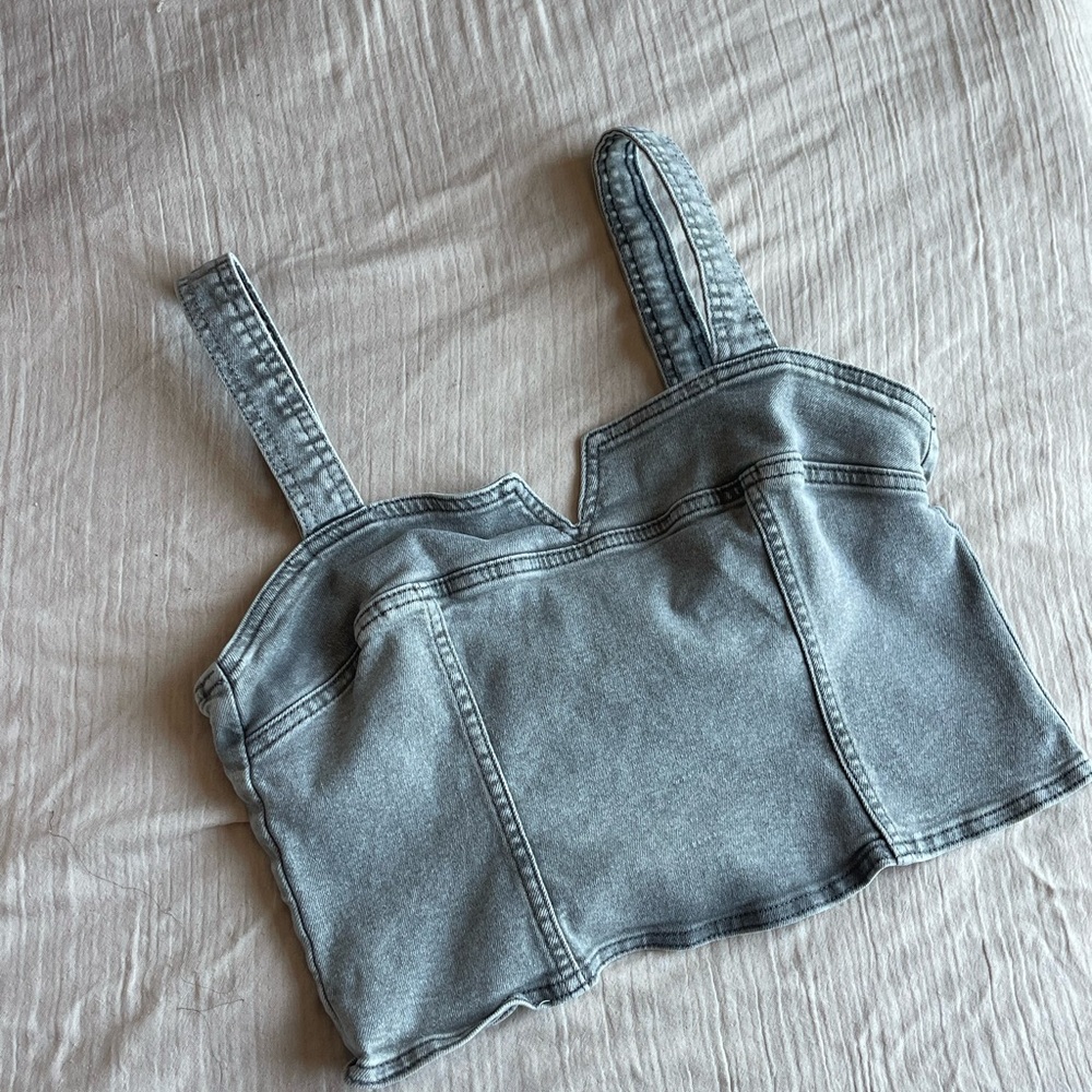 H&M Light Gray Denim Top